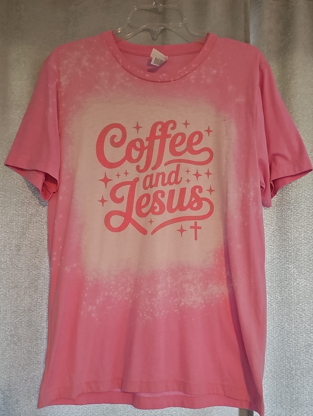 Bella Canvas Pink Coffee and Jesus Graphic Short Sleeve Tee